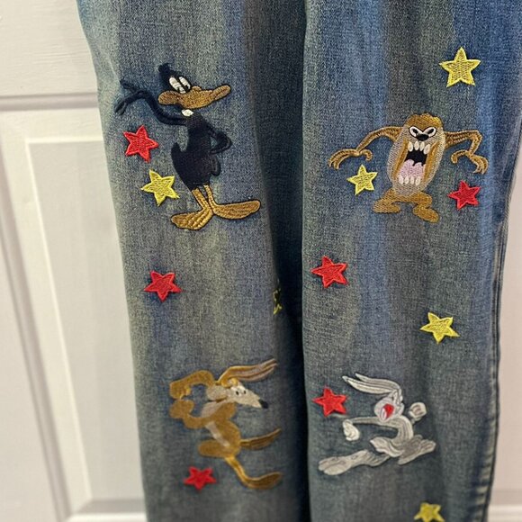 Looney Tunes Cool Trendy Destressed Summer Beach Overall's Sz Med - Picture 3 of 11